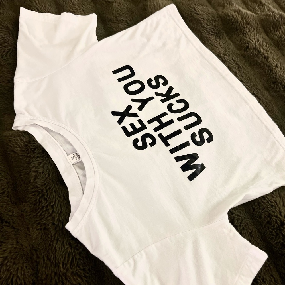 Graphic Micro Crop Top With Lettering - Picture 3 of 3